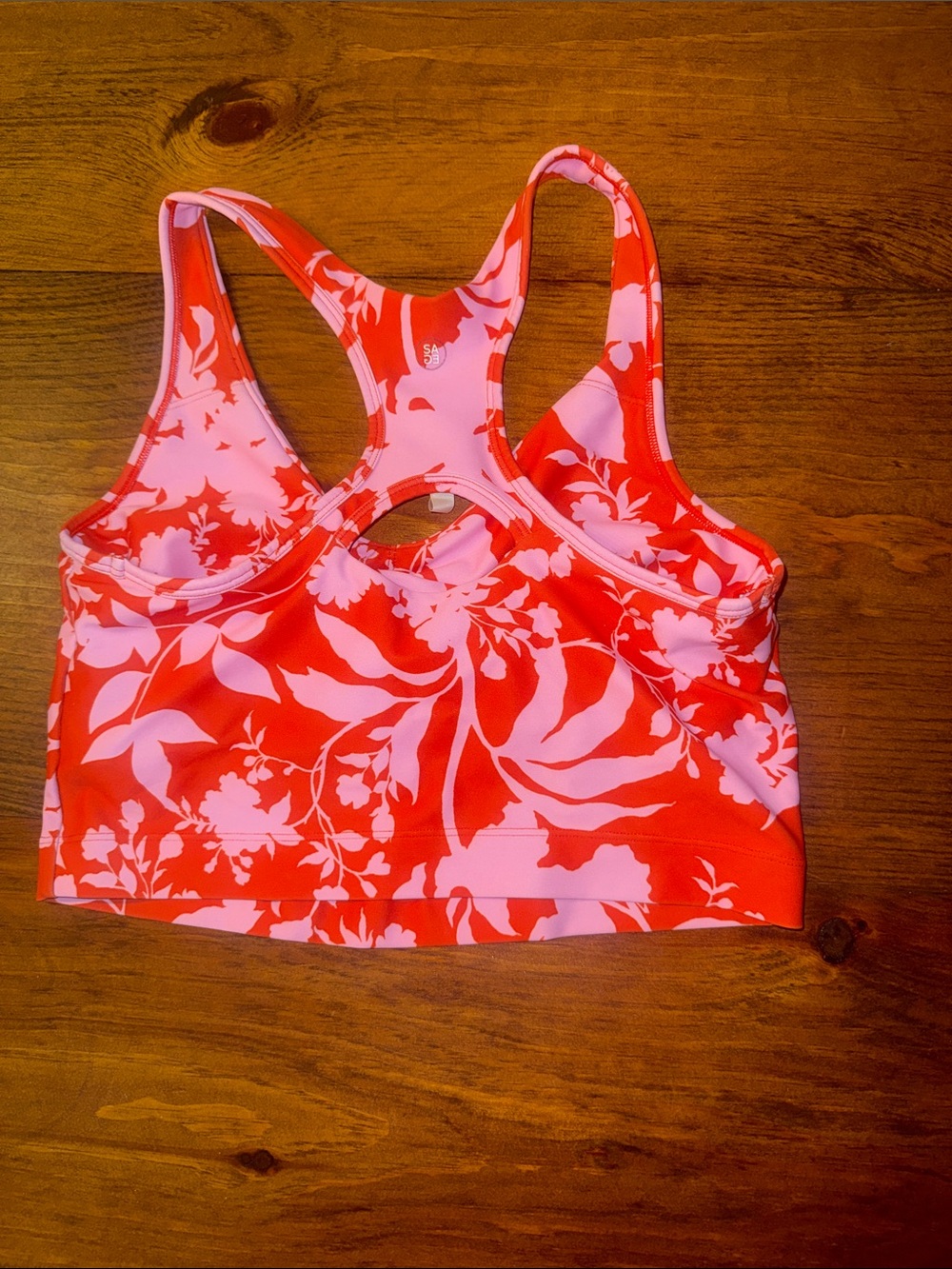 Pink and orange Floral Racerback Sports Bra - Picture 3 of 5